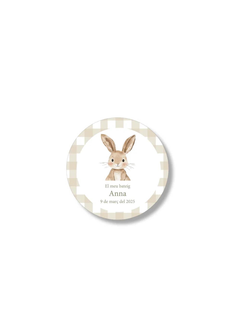 Adhesivos bautizo personalizables Vichy. 60 mm de diámetro.