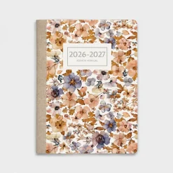 Agenda Mensual 2026-27 Castellano - 16 meses - Pressed Flowers Light