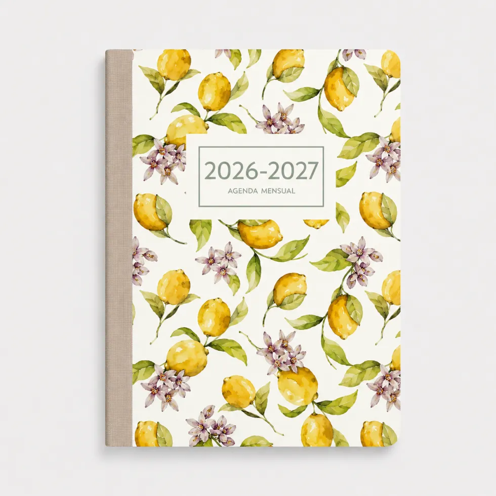 Agenda Mensual 2026-27 Català - 16 mesos - Lemon Blossom