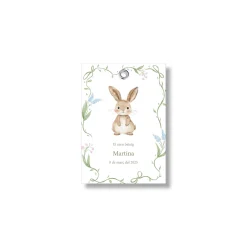 Etiqueta bautizo personalizable Flores Animales. Tamaño 55x80mm.