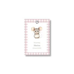 Etiqueta bautizo personalizable Vichy Animales. Tamaño 55x80mm.