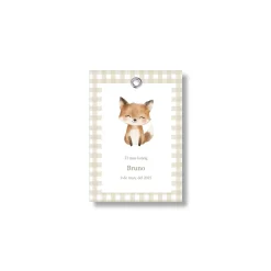 Etiqueta bautizo personalizable Vichy Animales. Tamaño 55x80mm.