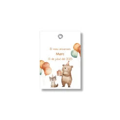 Etiqueta personalizable con motivos de animales. Tamaño 55x80 mm.