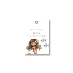 Etiqueta personalizable con motivos de sirenas. Tamaño 55x80 mm.