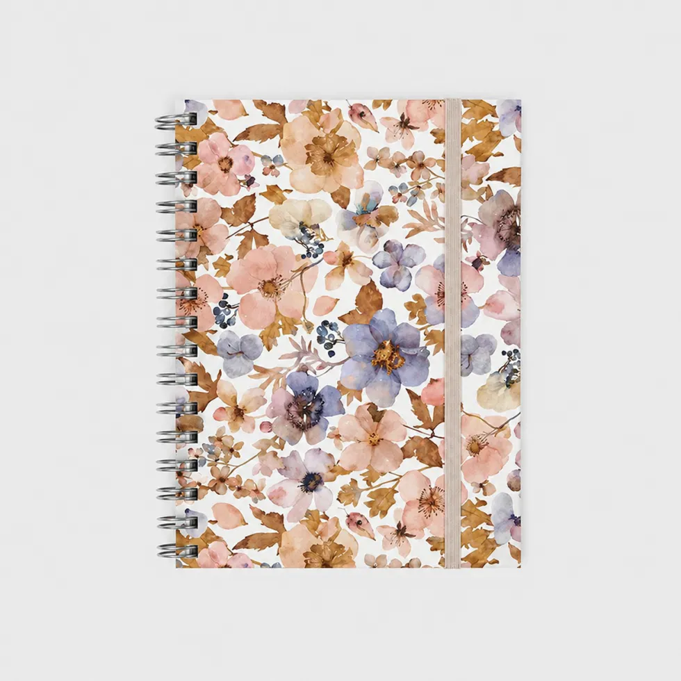 Libreta Wyro A5 Tapa Blanda Hojas Cuadrícula - Pressed Flowers Light