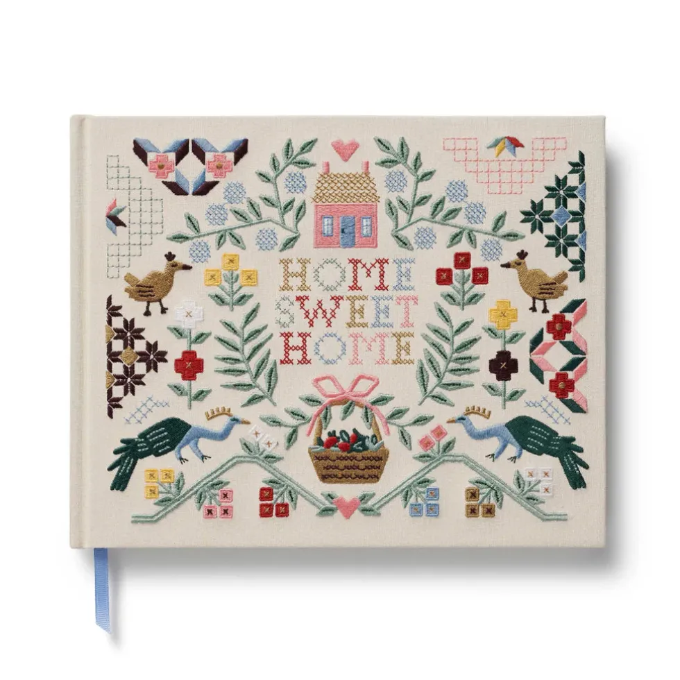 Libro de invitados en tela bordada - Home Sweet Home- Rifle Paper Co