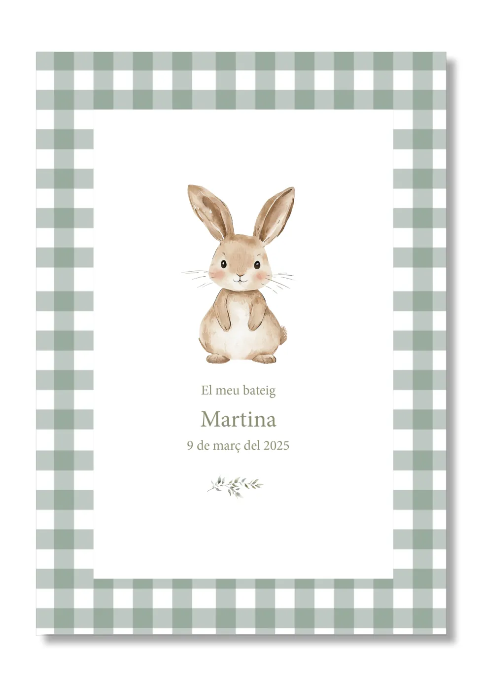 Lámina bautizo personalizable Bienvenida Vichy Animales.Tamaño A5.