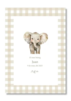 Lámina bautizo personalizable Bienvenida Vichy Animales.Tamaño A5.