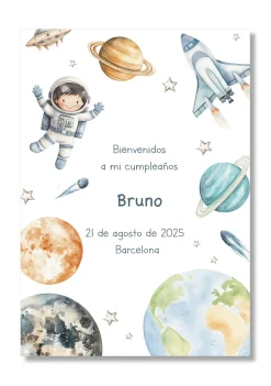 Lámina personalizable Bienvenida Cumpleaños Universo A5.
