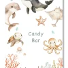 Lámina personalizable Candy Bar con motivos del Oceano. Tamaño A5.