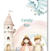 Lámina personalizable Candy Bar con motivos de princesas y príncipes.. Tamaño A5.