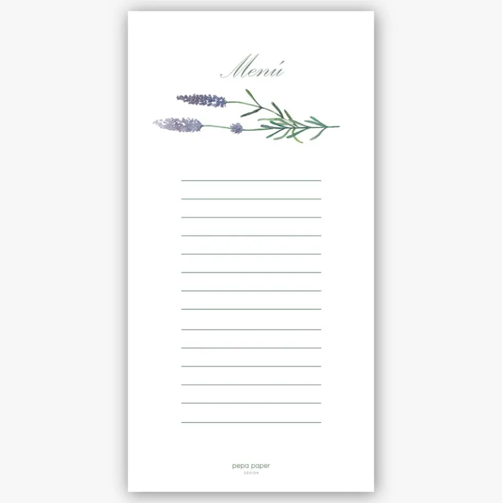 Menú Lavanda Acuarela (4 unidades)