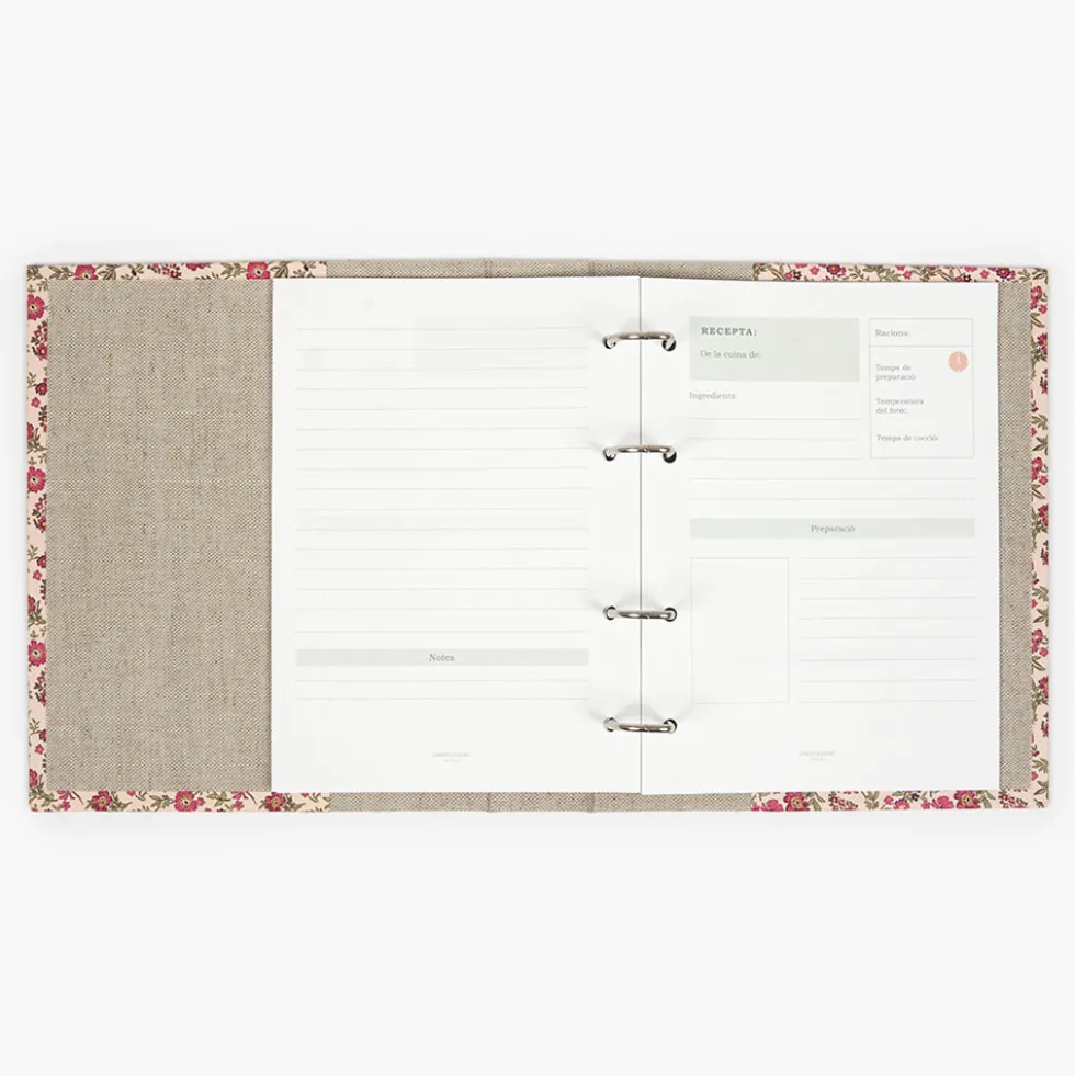 Pack Cocina "Floral Roses" I Planificador Menús + Carpesano Recetas + Recambio interior