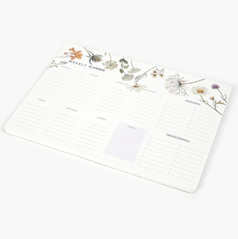 Pack Organización I Libreta + Planificador Semanal + Bloc Notas + Bolígrafo + Portabolígrafos (Wild Flowers)