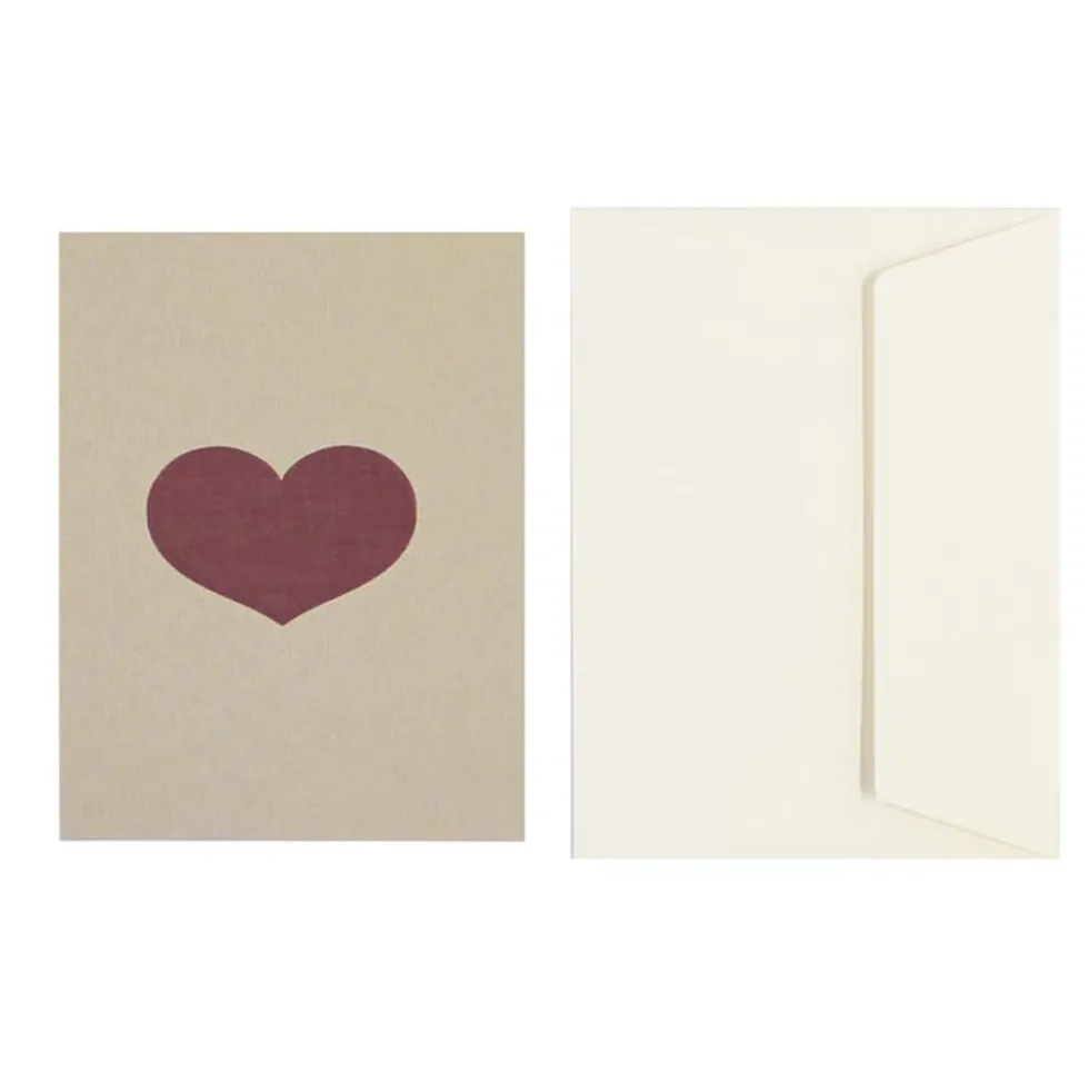 Postal Corazón tela lino