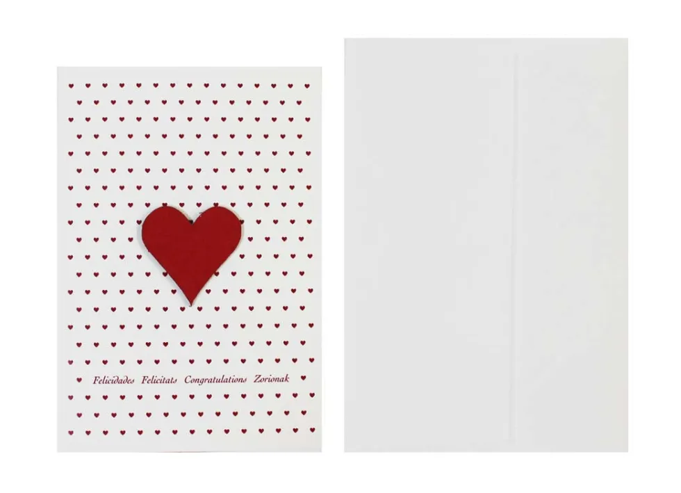 Postal fondo + corazón tela