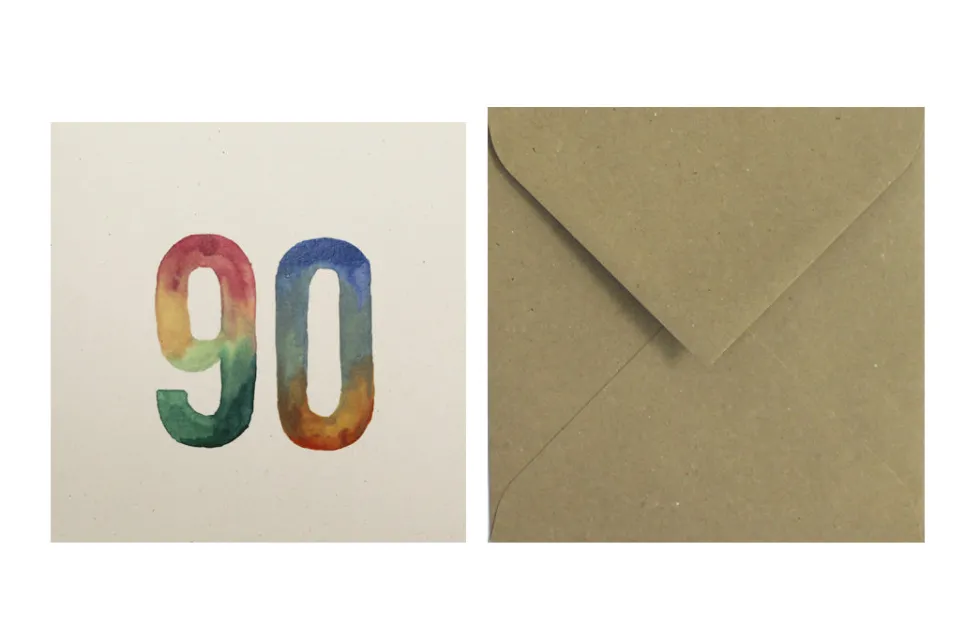 Postal Números Acuarelas 90