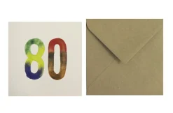 Postal Números Acuarelas 80