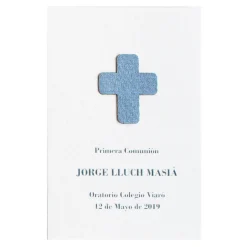 Recordatorio de comunión personalizado Cruz tela