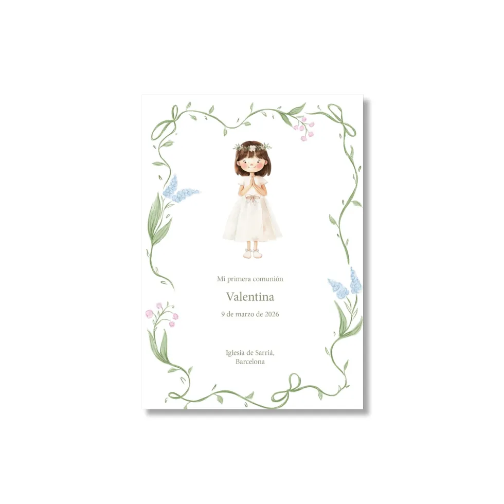 Recordatorio de comunión personalizado Flores (Packs 12-60)