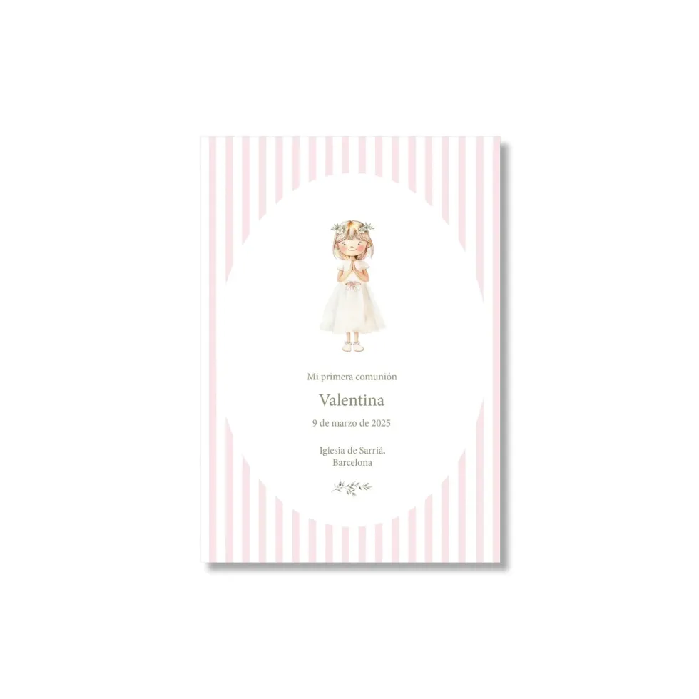 Recordatorio de comunión personalizado Rayas (Packs 12-60)