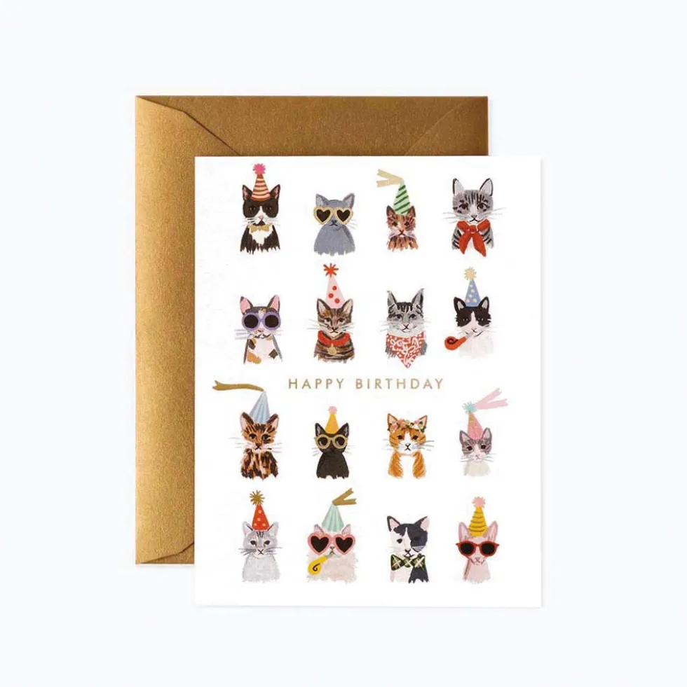 Tarjeta felicitación cumpleaños gatos Cool Cats Birthday - Rifle Paper