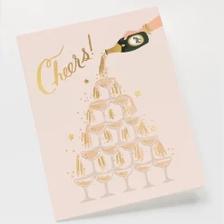 Tarjeta Postal Felicitación Boda/ Aniversario - Champagne Tower - Rifle Paper