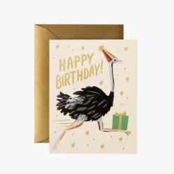 Tarjeta postal felicitación cumpleaños Avestruz - Rifle Paper