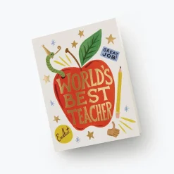 Tarjeta Postal - Worlds Best Teacher - Rifle Paper Co